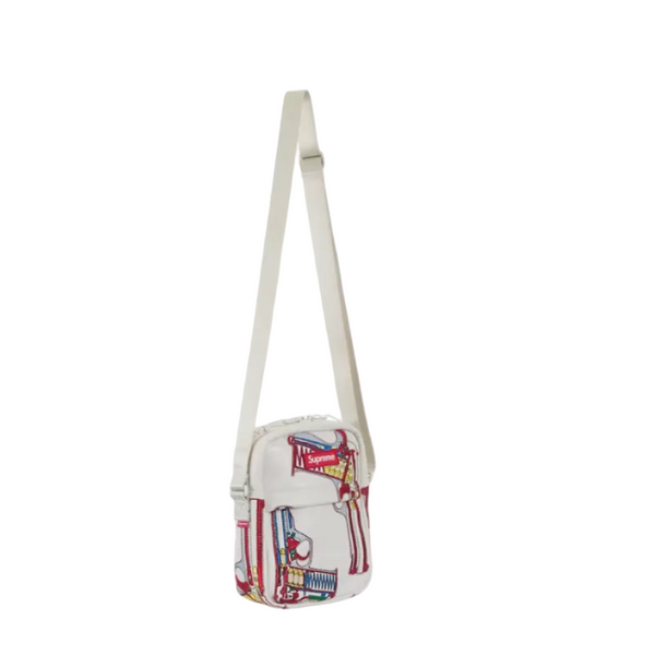 Supreme Guns Embroidered Leather Shoulder Bag White