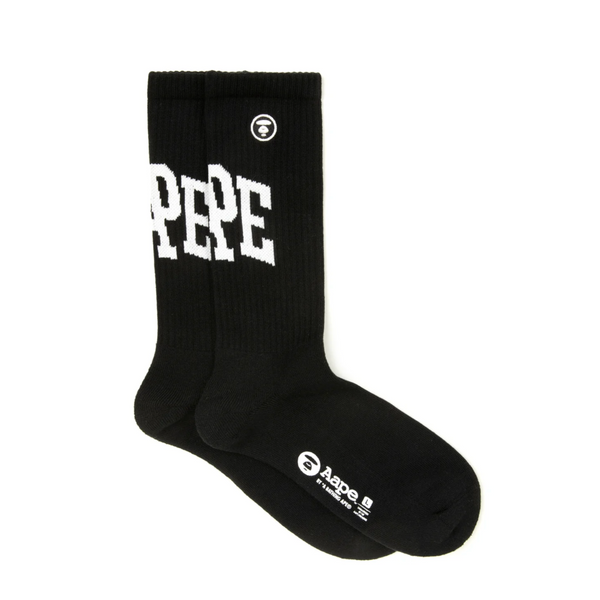 AAPE  Moonface logo Crew Socks Black