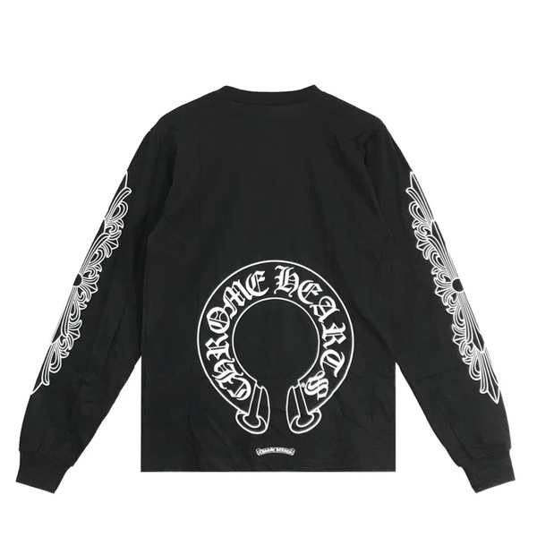 Chrome Hearts  Black Horseshoe Long Sleeve Tee