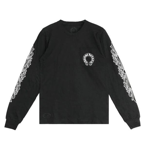Chrome Hearts  Black Horseshoe Long Sleeve Tee