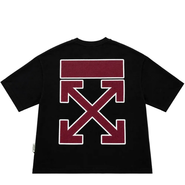 Off-White Black Maroon White Arrow Short Sleeve T-shirt Black