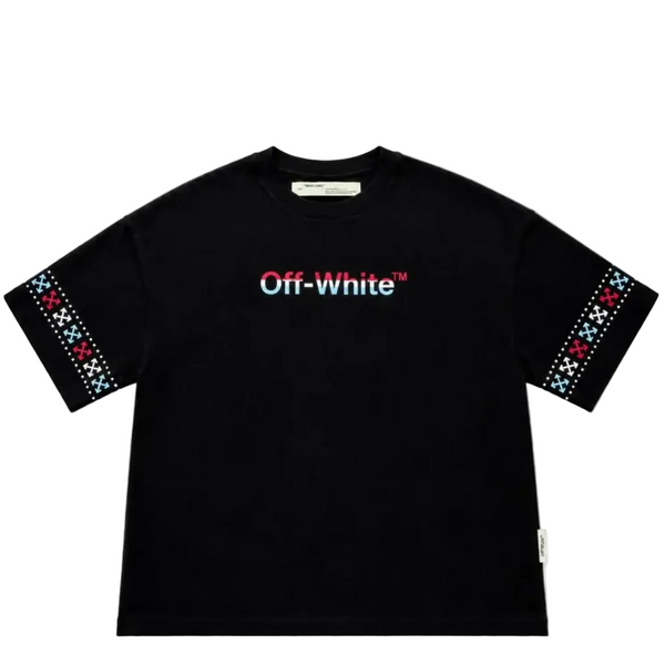 Off-White Red White Blue Arrow Short Sleeve T-shirt Black