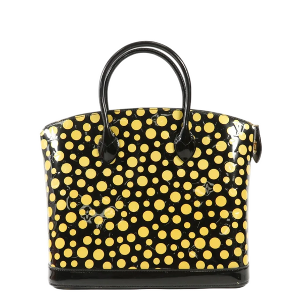 Louis Vuitton Limited Edition Yayoi Kusama Black Monogram Vernis Dots Lockit MM Bag (Vintage Condition)