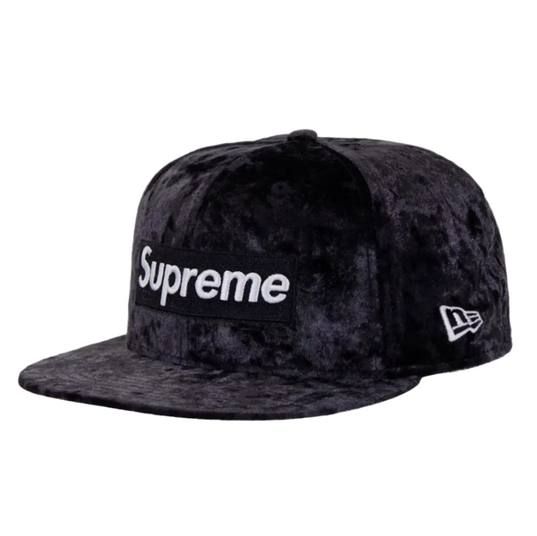 Supreme New Era Crushed Velvet Box Logo 59Fifty Fitted Hat Black