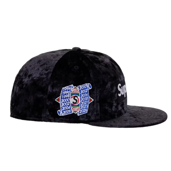 Supreme New Era Crushed Velvet Box Logo 59Fifty Fitted Hat Black