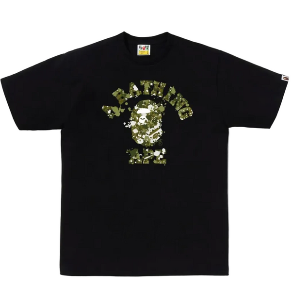 Bape Splash Camo Green College Tee Black