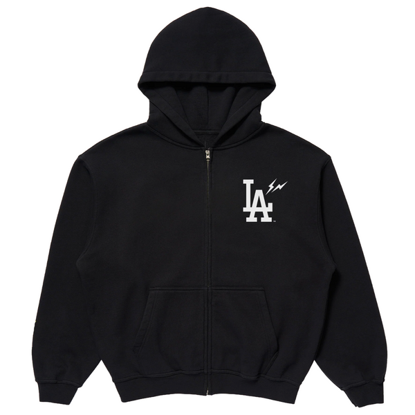 Fragment x Los Angeles Dodgers Arch Logo Men's Heavyweight Zip-Up Hoodie Black