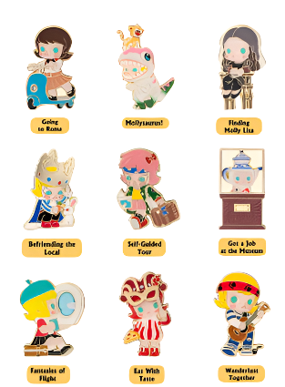 POP MART Molly Imaginary Wandering Series Enamel Pin Badge/Fridge Magnet Blind Box (Sold per piece)