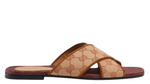 Load image into Gallery viewer, Gucci GG Logo Canvas and Suede Crisscross Slide Sandals
