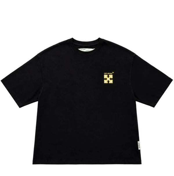 Off-White Embroided Logo Arrow White Yellow Short Sleeve T-shirt Black