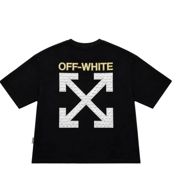 Off-White Embroided Logo Arrow White Yellow Short Sleeve T-shirt Black