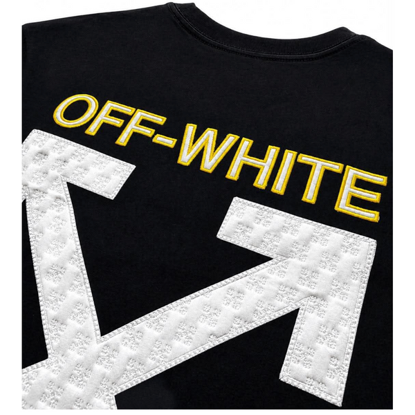 Off-White Embroided Logo Arrow White Yellow Short Sleeve T-shirt Black