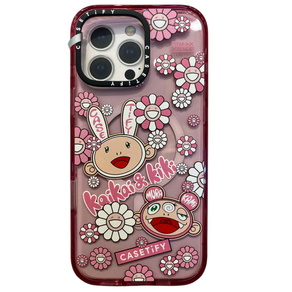 Casetify x Takashi Murakami Kaikai & Kiki Sticker Mania Impact Pink Clear MagSafe iPhone 16 Pro Max