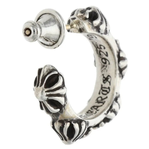 Chrome Hearts Small Cross Hoop Earring Silver