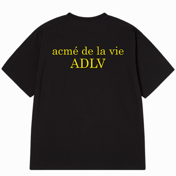 ADLV Basic Logo Yellow Font Short Sleeve T-shirt Black