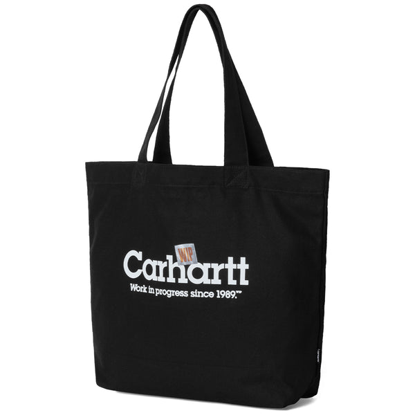 Carhartt WIP Canvas Graphic Tote Large Label Script Print Black