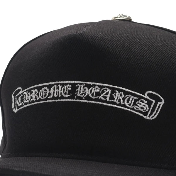 Chrome Hearts Embroidered Scroll Black White Baseball Cap