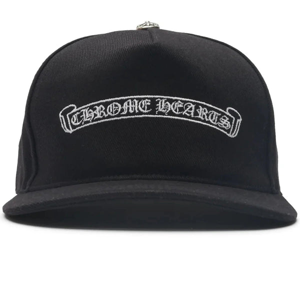 Chrome Hearts Embroidered Scroll Black White Baseball Cap