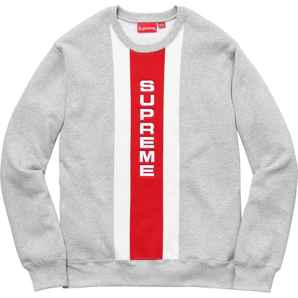 Supreme Vertical Logo Panel Crewneck Heather Grey