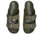 Load image into Gallery viewer, Gucci - Slide Buckle GG Canvas Dark Green Sandals
