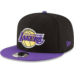 Load image into Gallery viewer, Los Angeles Lakers New Era 9Fifty Basic Black 2 Tone Adjustable Snapback Hat Cap
