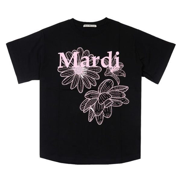 Mardi Mercredi T-shirt Triple Flower Black Pink