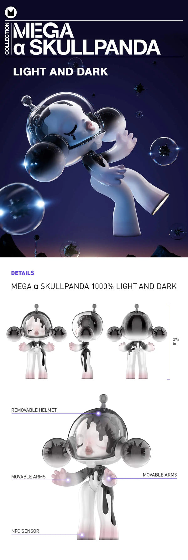 Pop Mart MEGA COLLECTION 1000% α SKULLPANDA Between Light and Dark