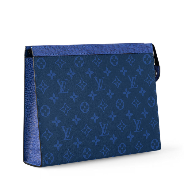 Louis Vuitton Pochette Voyage Monogram Eclipse Taiga Leather MM Pacific Blue (Brandnew)