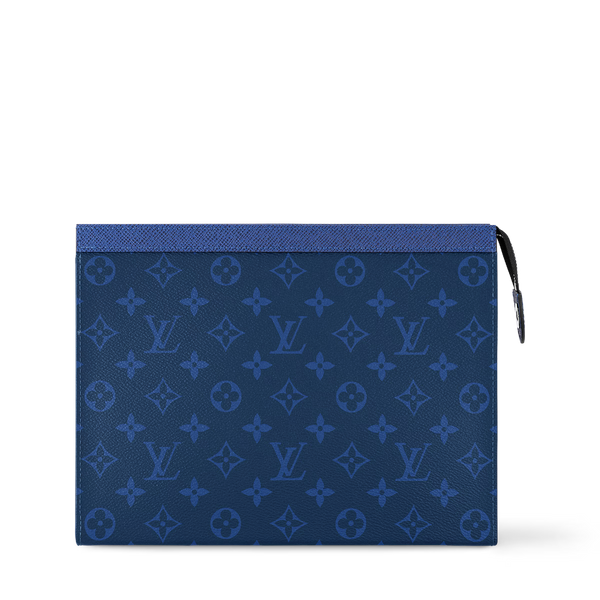 Louis Vuitton Pochette Voyage Monogram Eclipse Taiga Leather MM Pacific Blue (Brandnew)