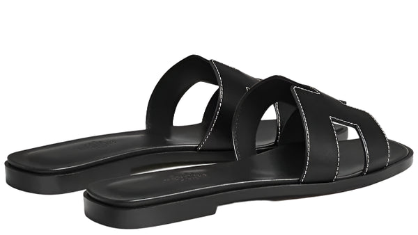 Hermes Oran Sandal Noir Box Calfskin Leather (Women's)