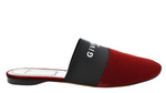 Load image into Gallery viewer, Givenchy Bedford Rouge Red Velvet Black White Mule Logo Backless Slide Flat
