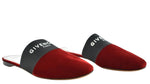 Load image into Gallery viewer, Givenchy Bedford Rouge Red Velvet Black White Mule Logo Backless Slide Flat
