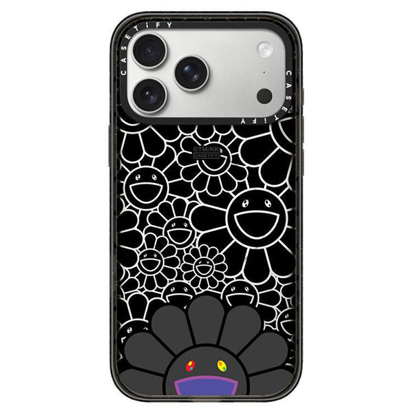CASETIFY  x Takashi Murakami Flowers Bloom (Black Flower)  iPhone 17 Pro Max Glaze Case Black Transparent