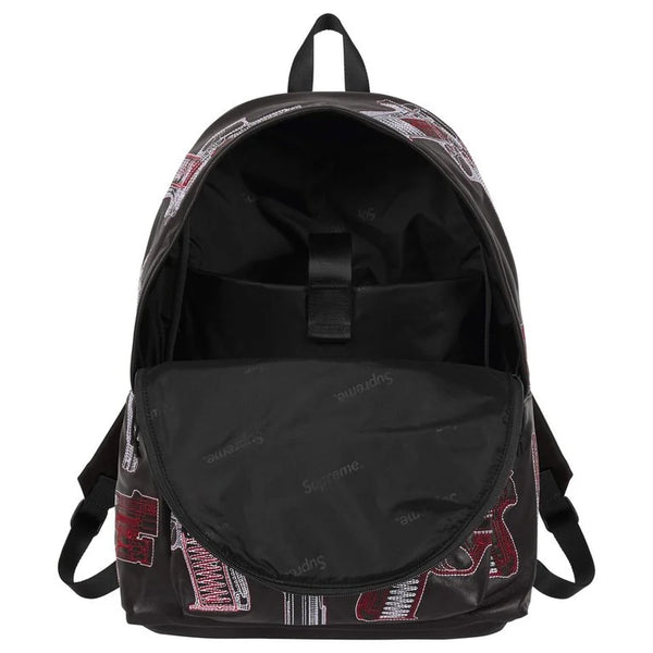 Supreme Guns Embroidered Leather Backpack Black