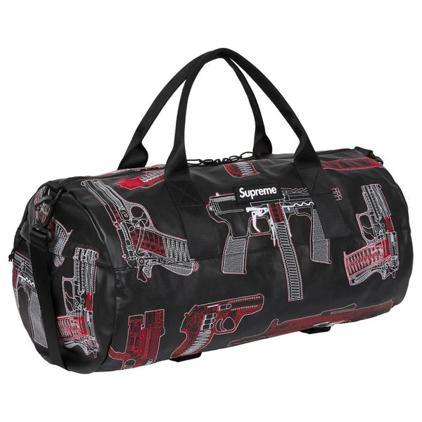 Supreme Guns Embroidered Leather Duffle Bag Black