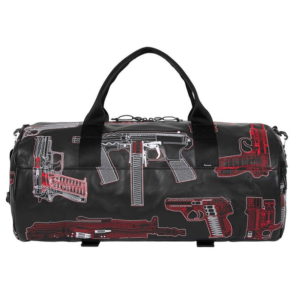 Supreme Guns Embroidered Leather Duffle Bag Black