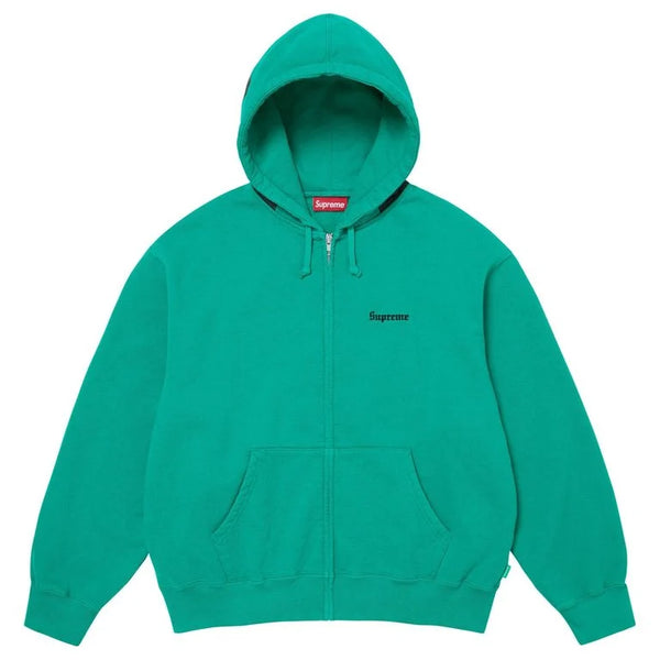 Supreme Paris Is Burning Zip Up Hooded Sweatshirt Green