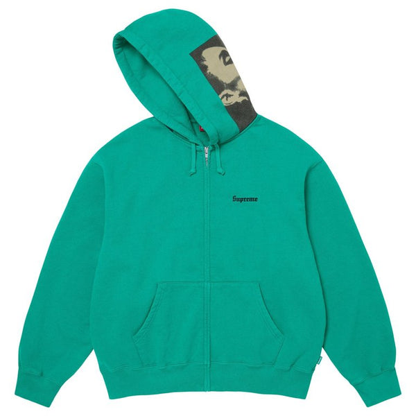 Supreme Paris Is Burning Zip Up Hooded Sweatshirt Green