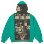 Load image into Gallery viewer, Supreme Paris Is Burning Zip Up Hooded Sweatshirt Green
