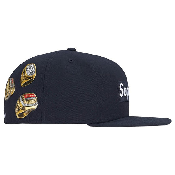 Supreme Rings Box Logo New Era 59Fifty Fitted Hat Navy