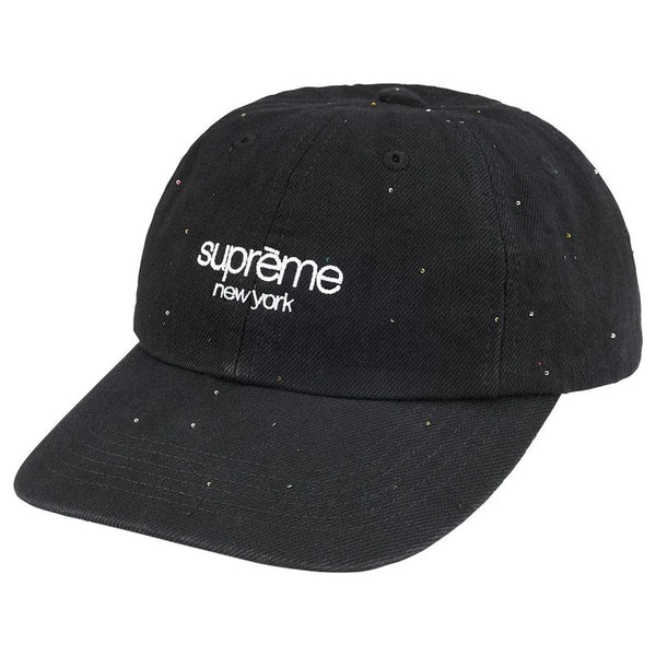 Supreme Sequin Denim Classic Logo 6-Panel Black