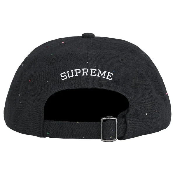 Supreme Sequin Denim Classic Logo 6-Panel Black