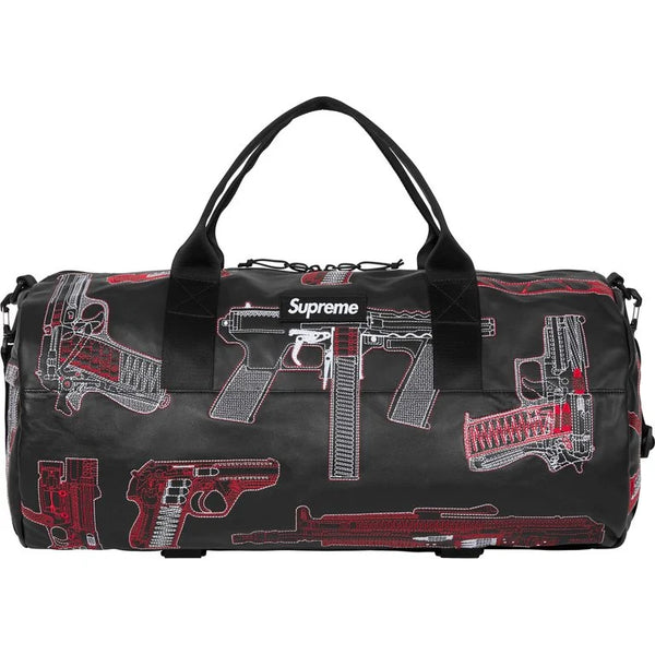 Supreme Guns Embroidered Leather Duffle Bag Black