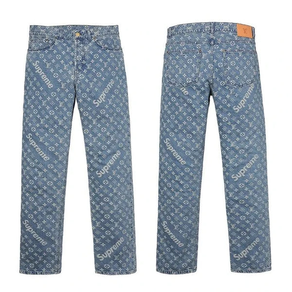 Supreme x Louis Vuitton Jacquard Denim 5-Pocket Jean Blue