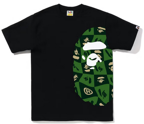 BAPE Distortion Side Big Ape Head Tee Black Green