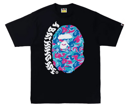 BAPE Marble Camo Ape Head Tee Black