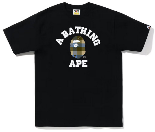 BAPE Block Check College Tee (FW22) Black Beige