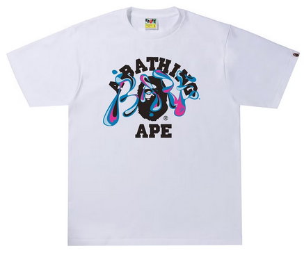 BAPE Marble Camo Liquid College Tee White