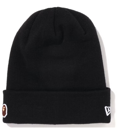 BAPE Ape Head One Point New Era Knit Beanie Black