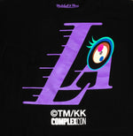 Load image into Gallery viewer, Takashi Murakami ComplexCon x LA Lakers M&amp;N LA Eye Tee Black
